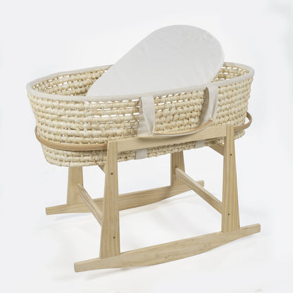 SUPPORTO PER CULLA IN VIMINI A DONDOLO IN LEGNO NATURALE