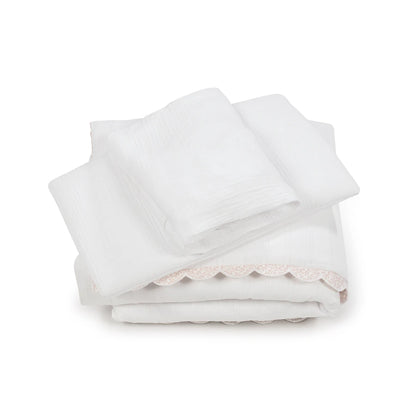 PIUMINO PER CULLA + LENZUOLO CON ANGOLI + CUSCINO 120X60 CM MAISON TENDER FIORI TOG 2,5