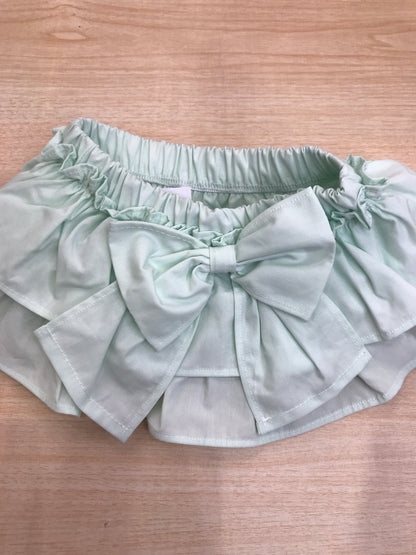 Culotte Fofettes in cotone verde acqua con rusche e con fiocco sul retro