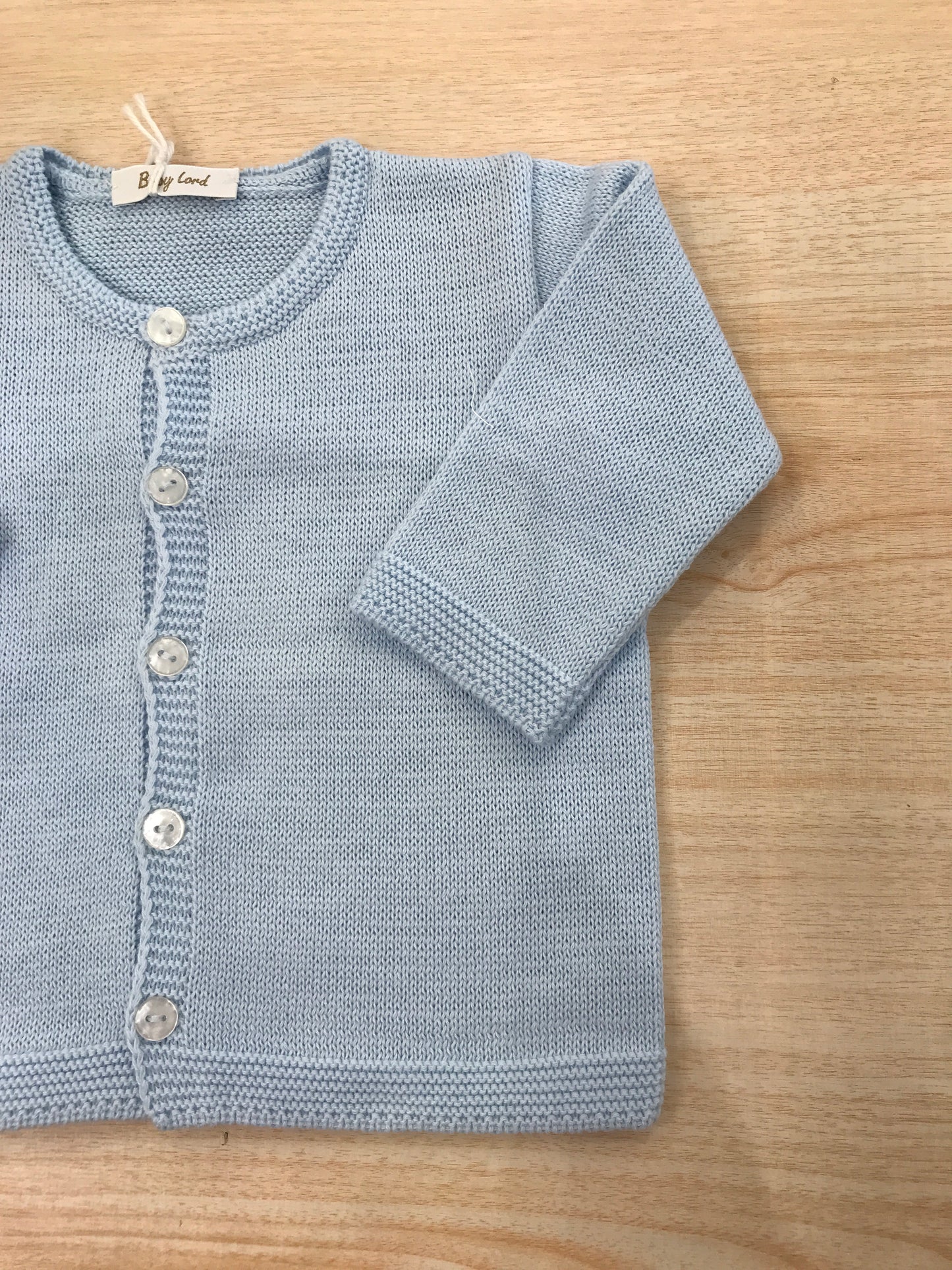 Cardigan Baby Lord in filo bianco manica lunga con bottoncini
