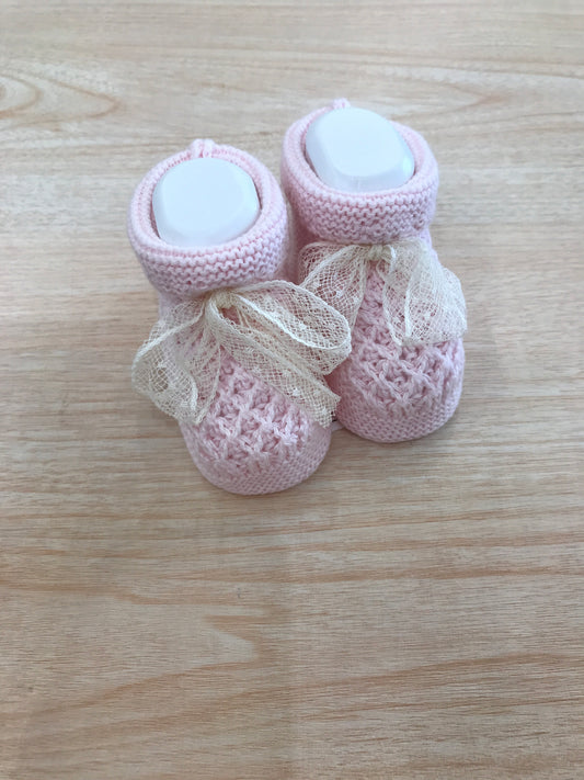 Babbucce Martin Aranda in filo rosa con ricami e pizzo