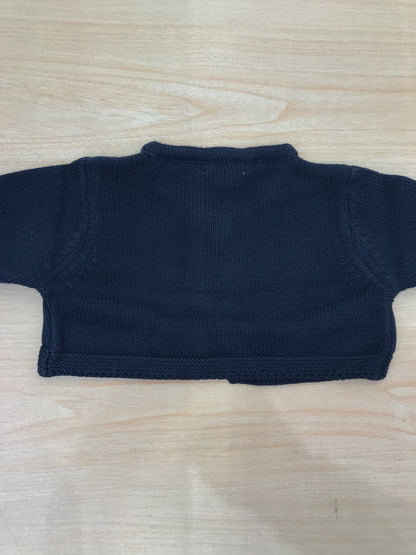 Cardigan Laranjinha in filo di cotone blu scuro con piccolo bottoncino