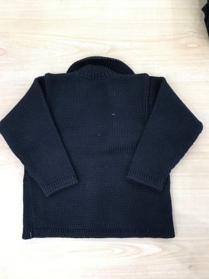 Cardigan Colibrì in filo di cotone blu scuro con bottoncini sul davanti