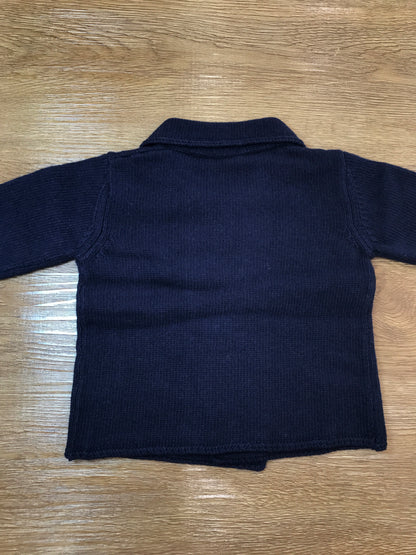 Cardigan Jo Milano in lana blu scuro con chiusura doppio petto e piccoli bottoncini