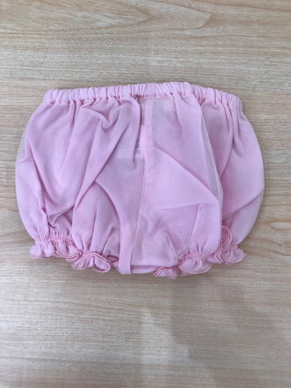 Culotte Cielo Blu in cotone rosa a sbuffo con smerlo con velo di tulle