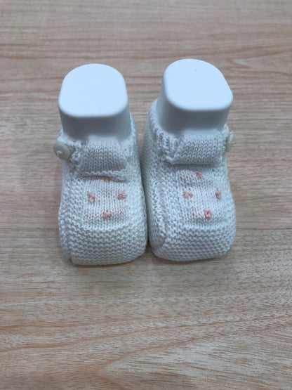 Babbucce PCS in filo bianco con pois rosa ricamati sul davanti