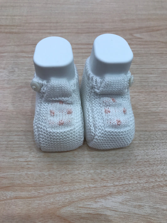 Babbucce PCS in filo bianco con pois rosa ricamati sul davanti