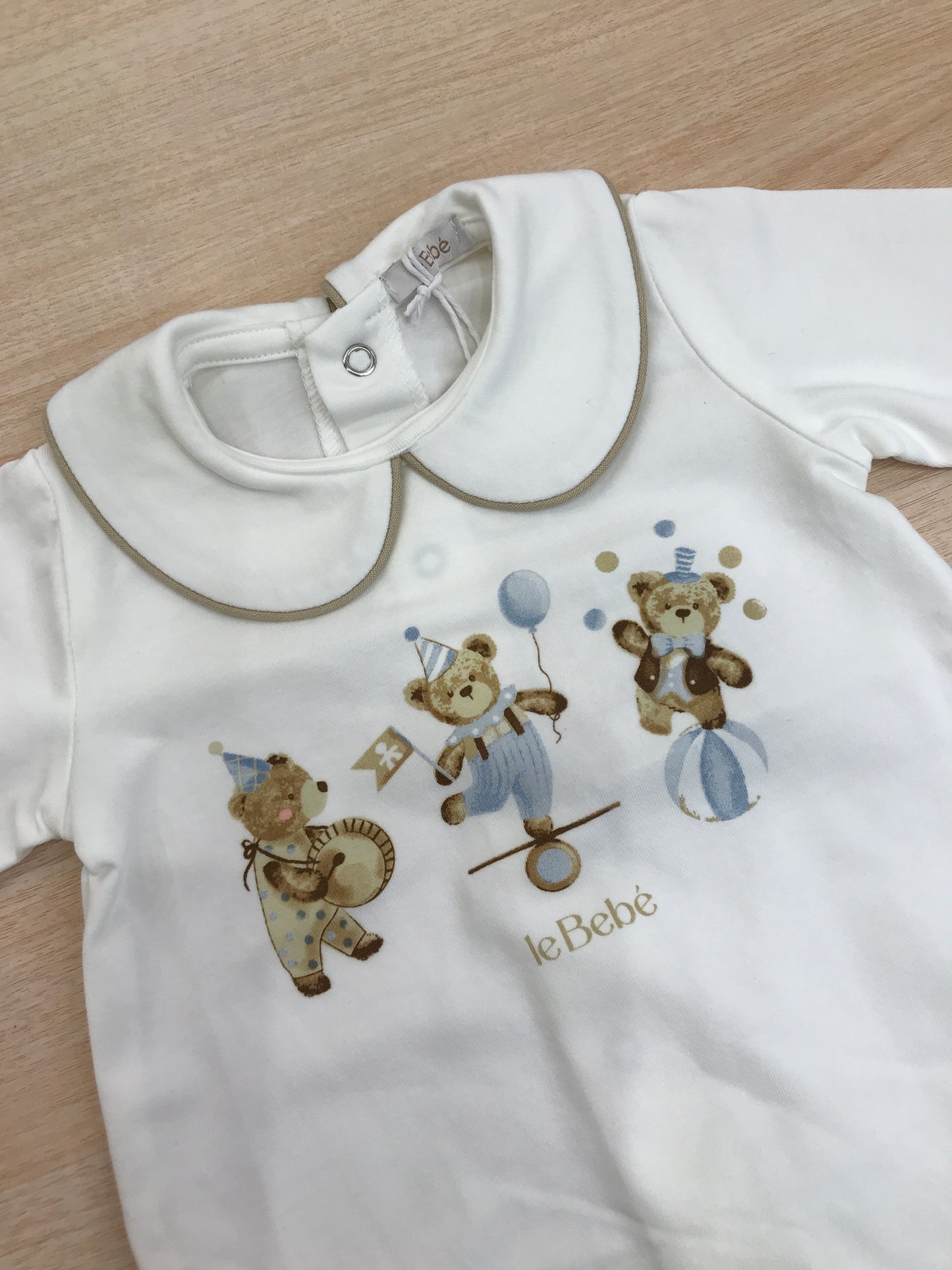 Tutina Le Bebè in cotone manica lunga gamba lunga colletto con profilo con orsetto che giocano al circo
