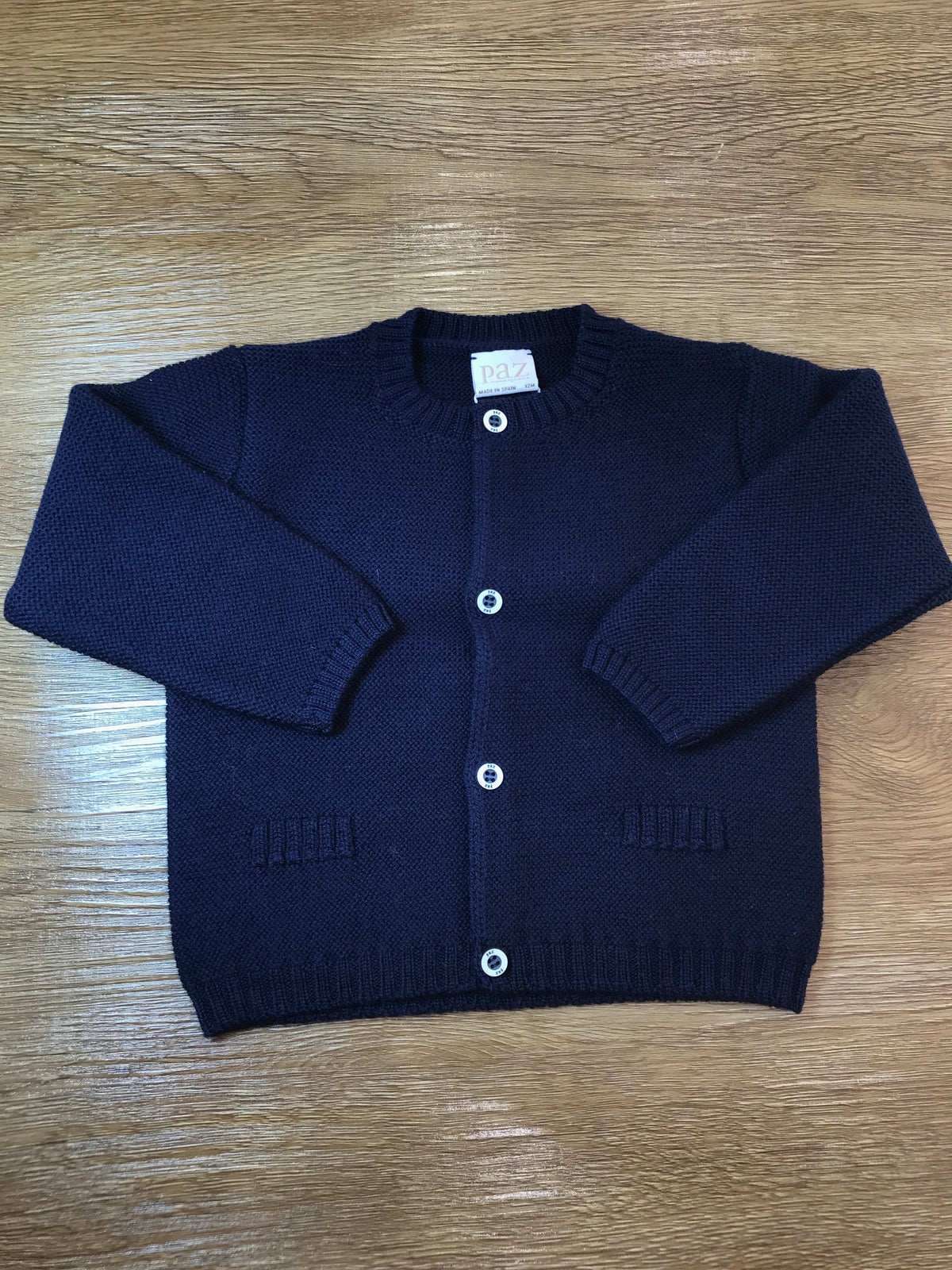 Cardigan Paz Rodriguez in lana blu scuro con piccoli bottoncini bianchi sul davanti