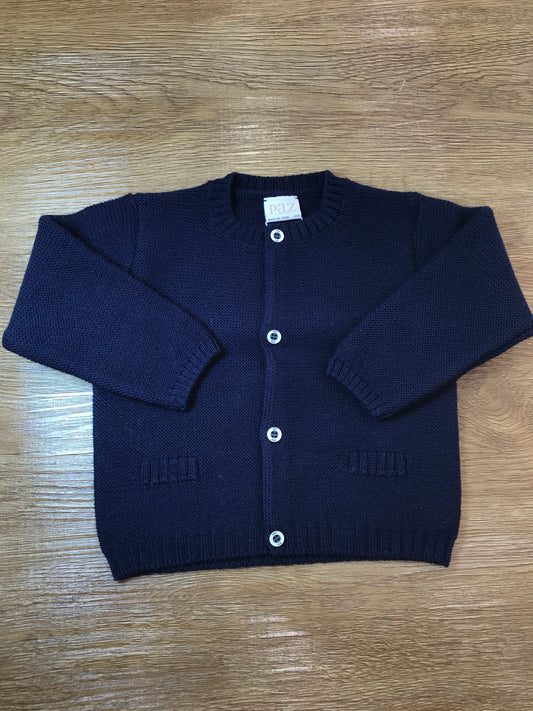 Cardigan Paz Rodriguez in lana blu scuro con piccoli bottoncini bianchi sul davanti