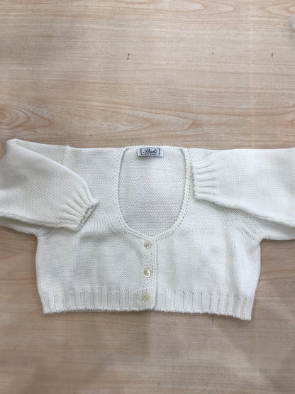 Cardigan Biebi in filo panna scollato con tre piccoli bottoncini