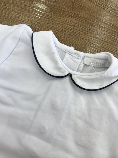 Body Coccodè in cotone mezza manica con colletto rifinito blu scuro
