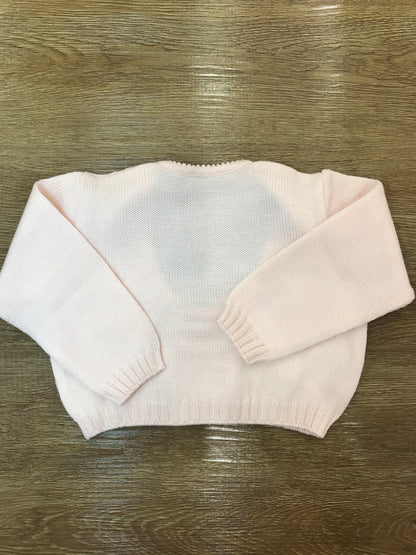 Cardigan Biebi in lana rosa pesca chiusura doppiopetto con lavorazione di trecce e piccoli bottoncini