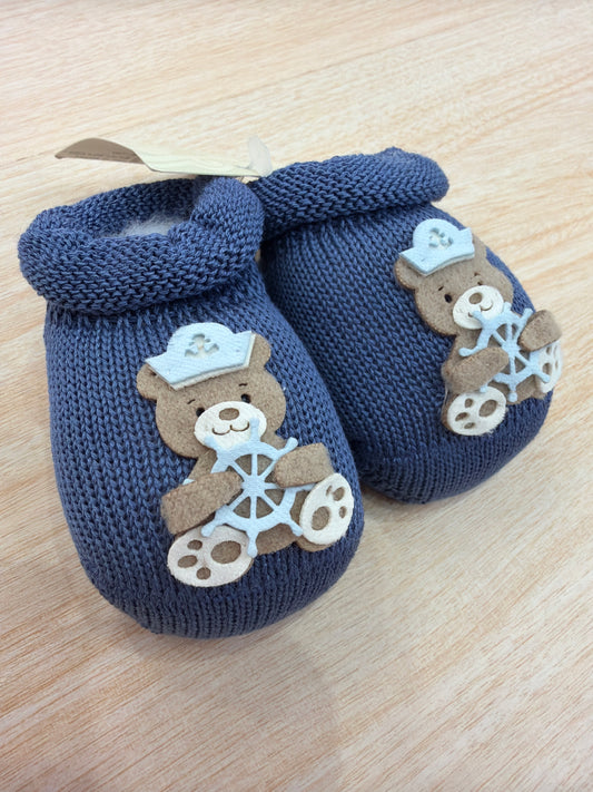 Babbucce Story Loris in filo blu scuro con marinaio applicato sul davanti