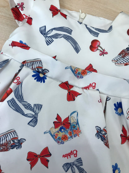 Abito Byblos mezza manica con fascia invita e fiocco sul retro con fantasie colorate