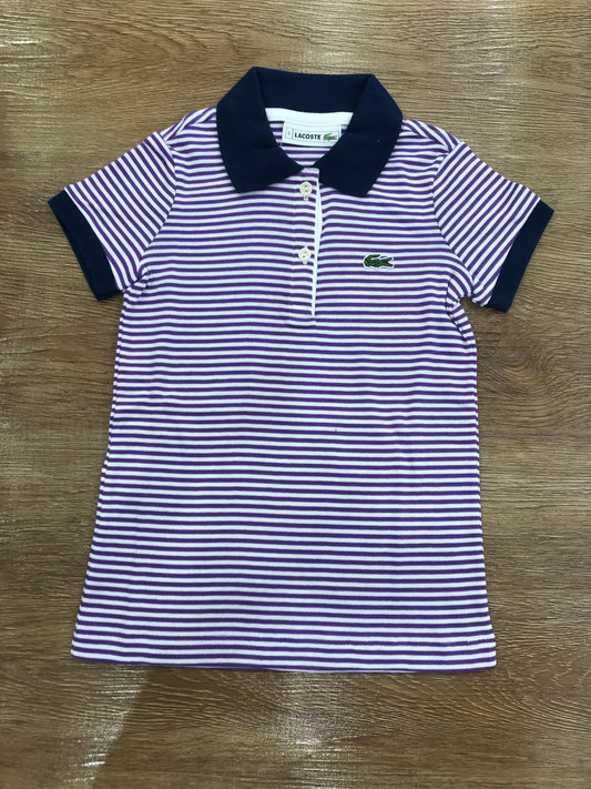 Polo Lacoste mezza manica a righe con polsini e bottoncini