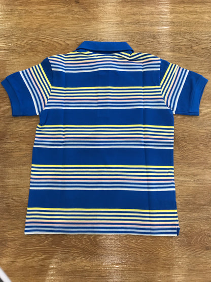 Polo Lacoste mezza manica  a righe con polsini e bottoncini
