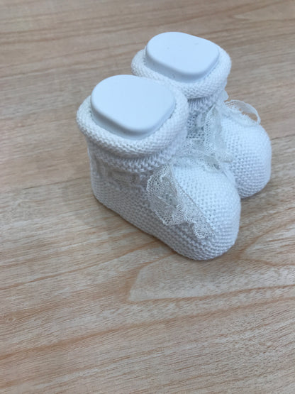 Babbucce PCS in filo bianco con fiocco in pizzo sul davanti