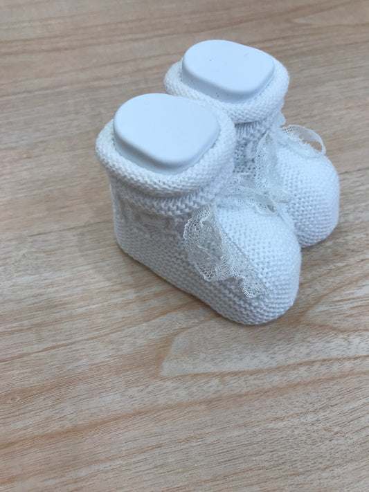 Babbucce PCS in filo bianco con fiocco in pizzo sul davanti