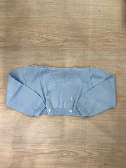 Cardigan Coccodè in filo celeste ad incrocio con piccoli bottoncini