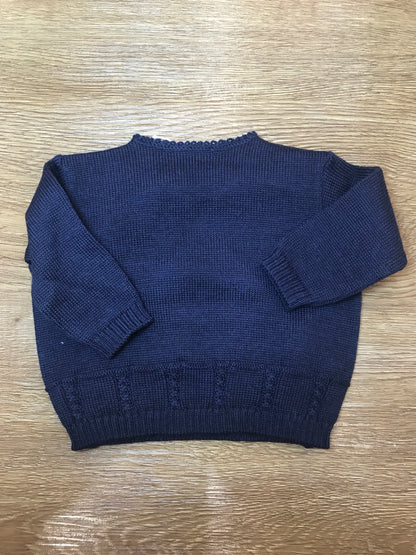 Cardigan Baby Lord in lana blu scuro ad incrocio con piccoli bottoncini