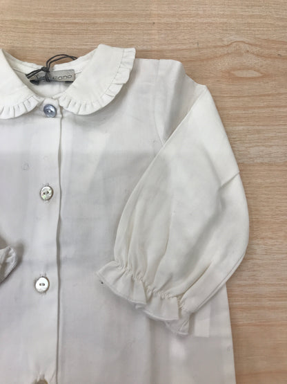 Camicia Jo Milano manica lunga di cotone bianco con manica a sbuffo con colletto con rusche