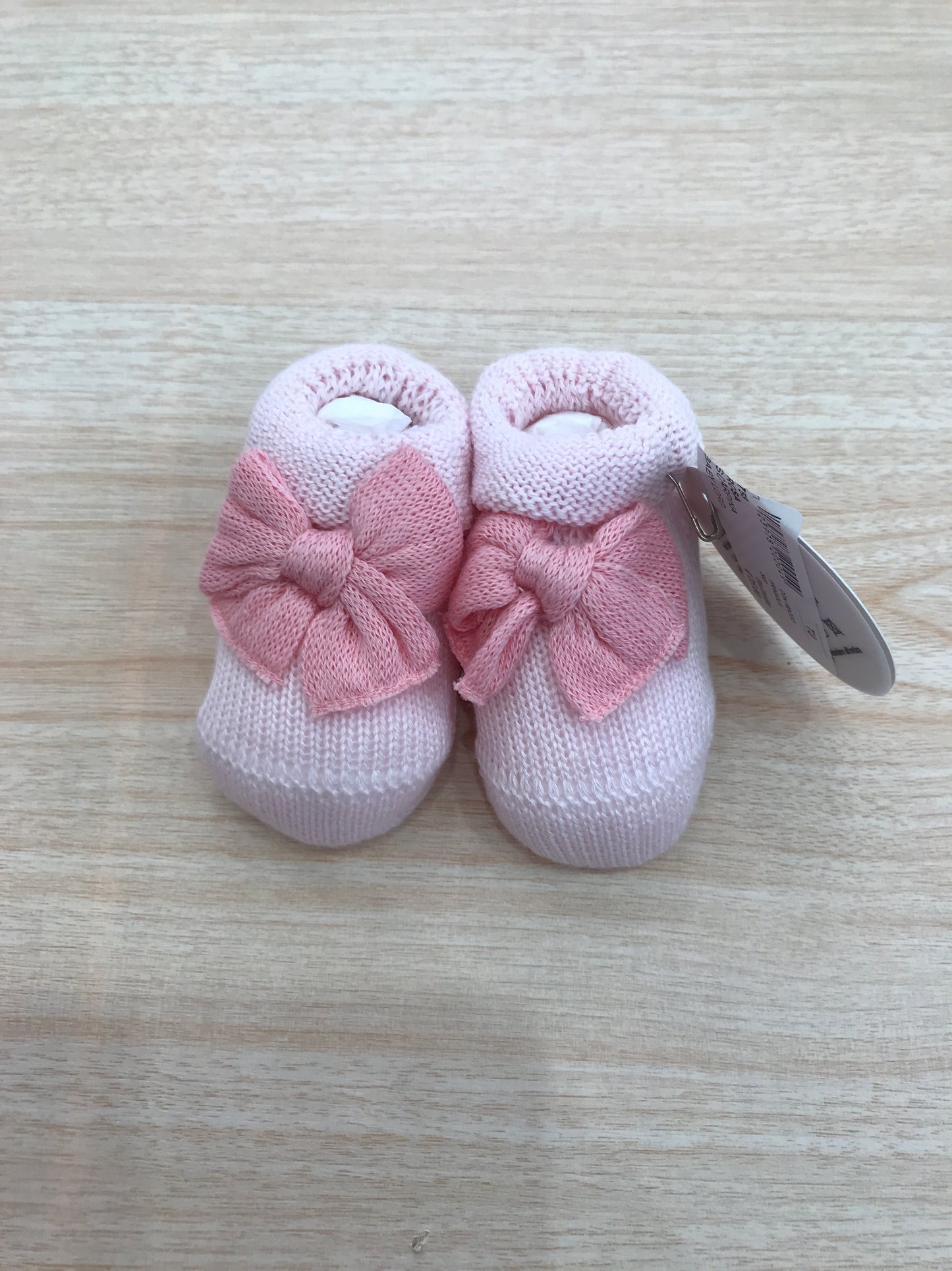 Babbucce Baby Lord in filo rosa con fiocco corallo sul davanti
