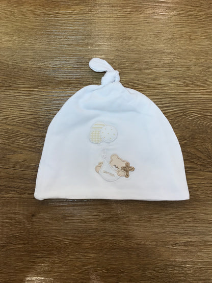 Cappello Nanan in cotone con orsetto e palloncini appliati sul davanti in rilievo