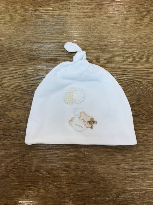 Cappello Nanan in cotone con orsetto e palloncini appliati sul davanti in rilievo