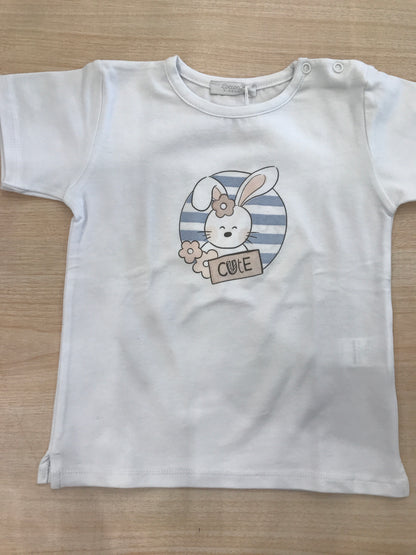 T-shirt Coccodè in cotone bianco mezza manica con disegno sul davanti