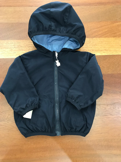 Giacca Impermeabile Nanan double face azzurro e blu con cappuccio e tasche