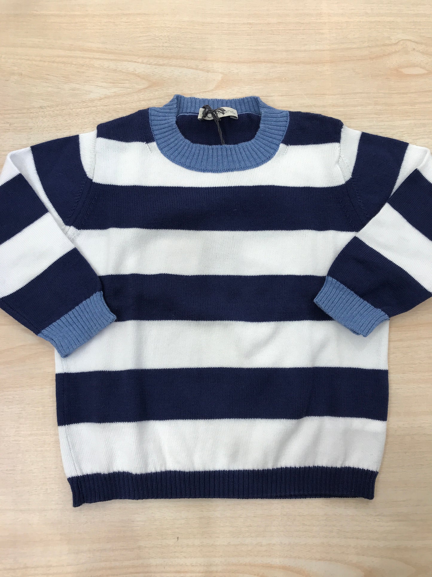 Maglione Jo Milano in filo manica lunga a strisce bianche blu scuro e bluette