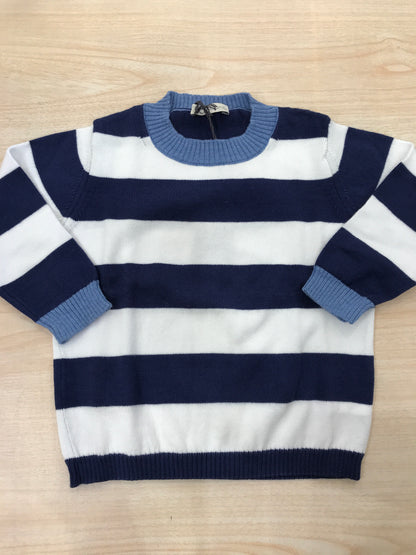 Maglione Jo Milano in filo manica lunga a strisce bianche blu scuro e bluette