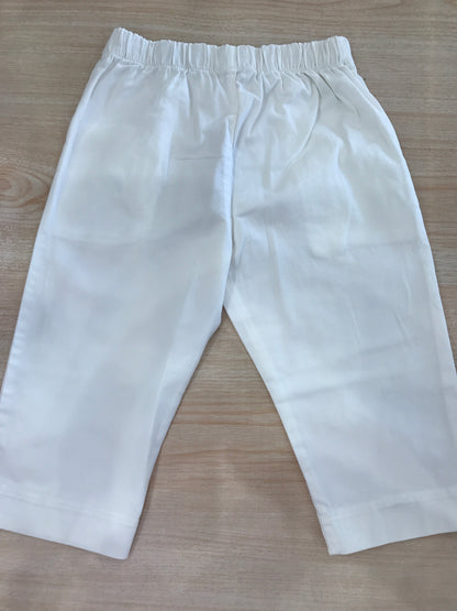 Pantalone Juppolà in cotone bianco con tasche laterali e elastico in vita
