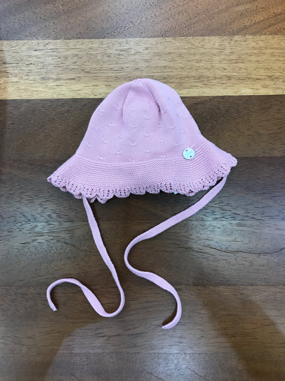 Cuffia Paz Rodriguez in filo bordo smerlato con laccetti sotto collo
