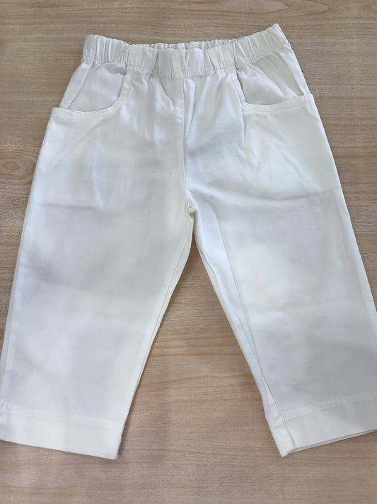 Pantalone Juppolà in cotone bianco con tasche laterali e elastico in vita