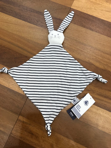 Dou Dou Petit Bateau in cotone di colore bianco e blu a righe con faccina coniglietto