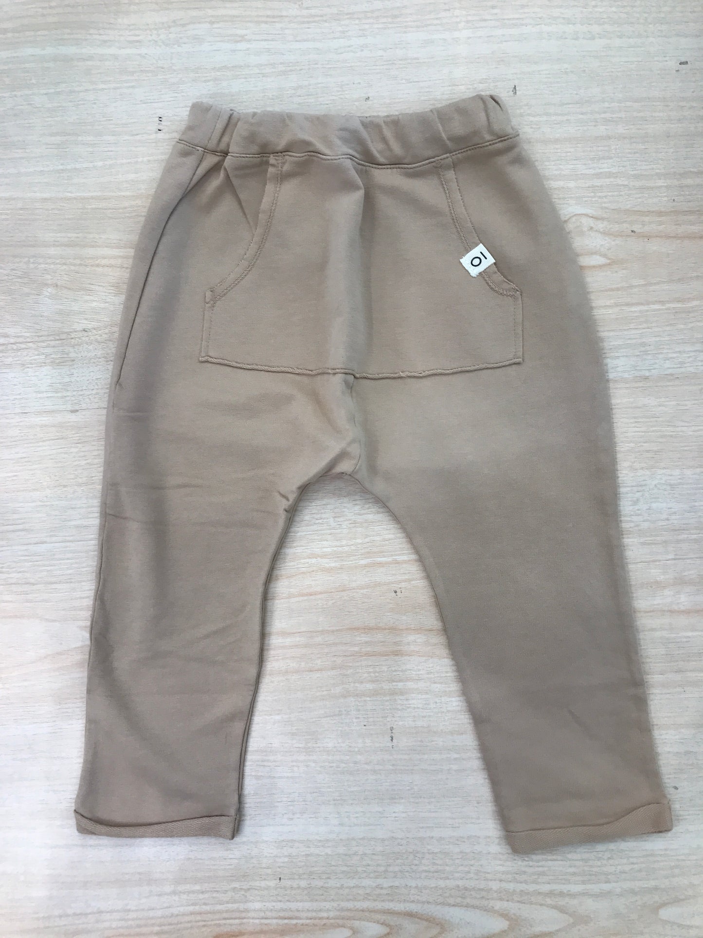 Pantalone Maperò in cotone beige lungo di tuta con elastico in vita
