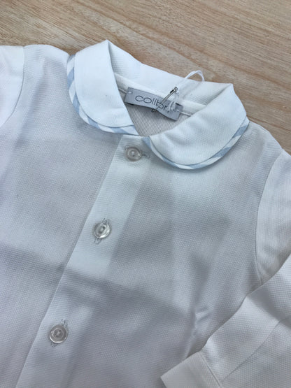 Camicia Colibrì in cotone manica lunga con colletto tondo rifinito celeste