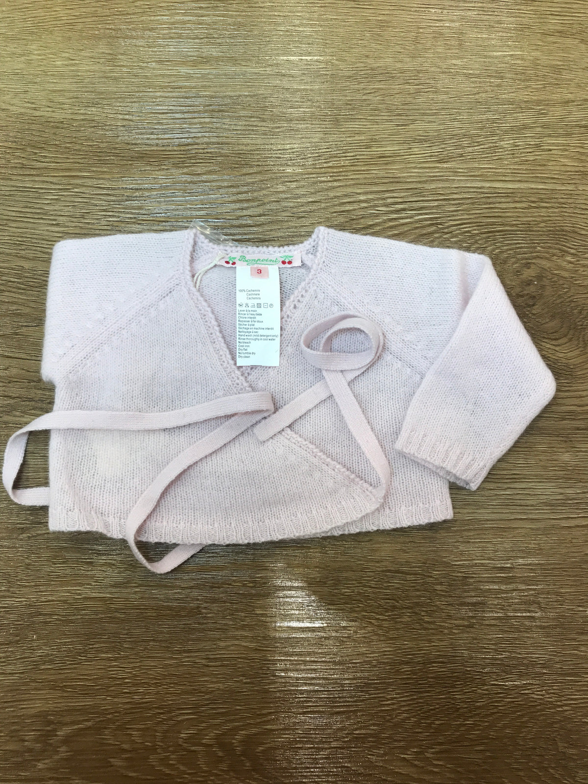 Cardigan Bonpoint in lana ad incrocio con lacci per fiocchetto