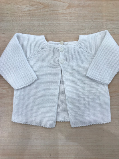 Cardigan PCS bianca manica lunga con due piccoli bottoni sul davanti