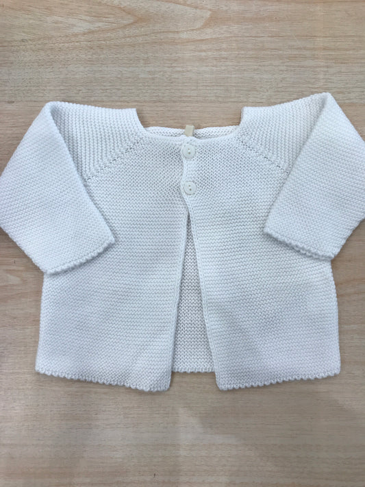 Cardigan PCS bianca manica lunga con due piccoli bottoni sul davanti