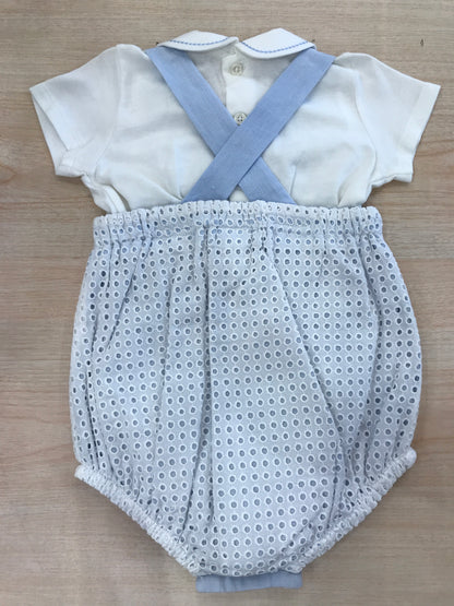 Completo Paz Rodriguez in cotone salopette con bretelle con body mezza manica