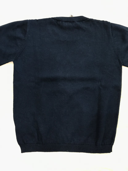 Maglione Jo Milano in filo manica lunga blu con orsetto marinaretto centrale