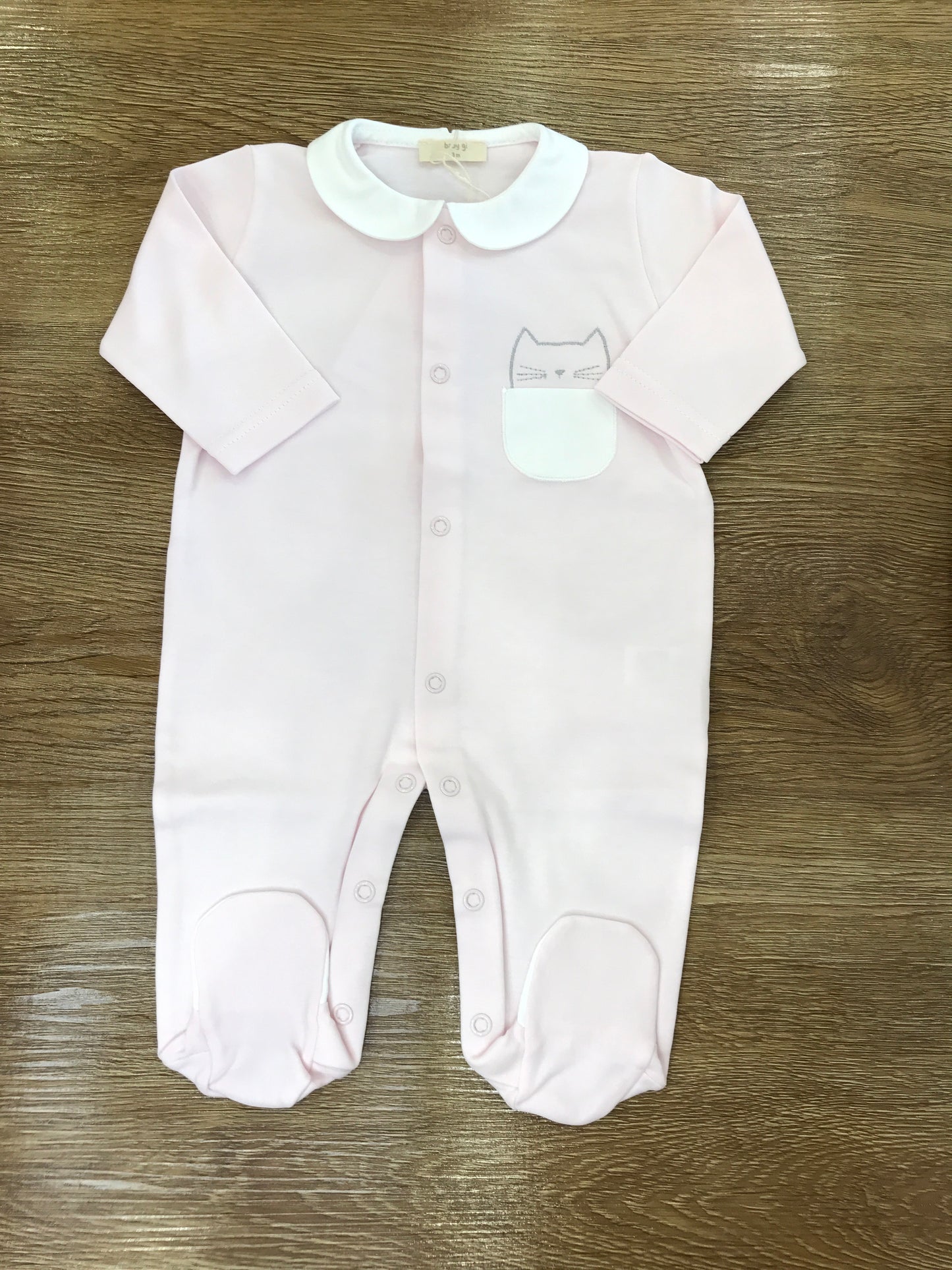 Tutina Baby Gi in cotone rosa con gattina laterale