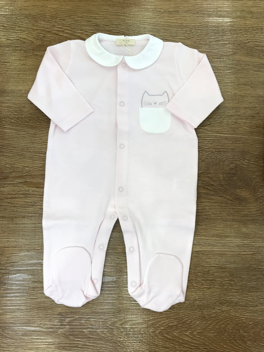 Tutina Baby Gi in cotone rosa con gattina laterale