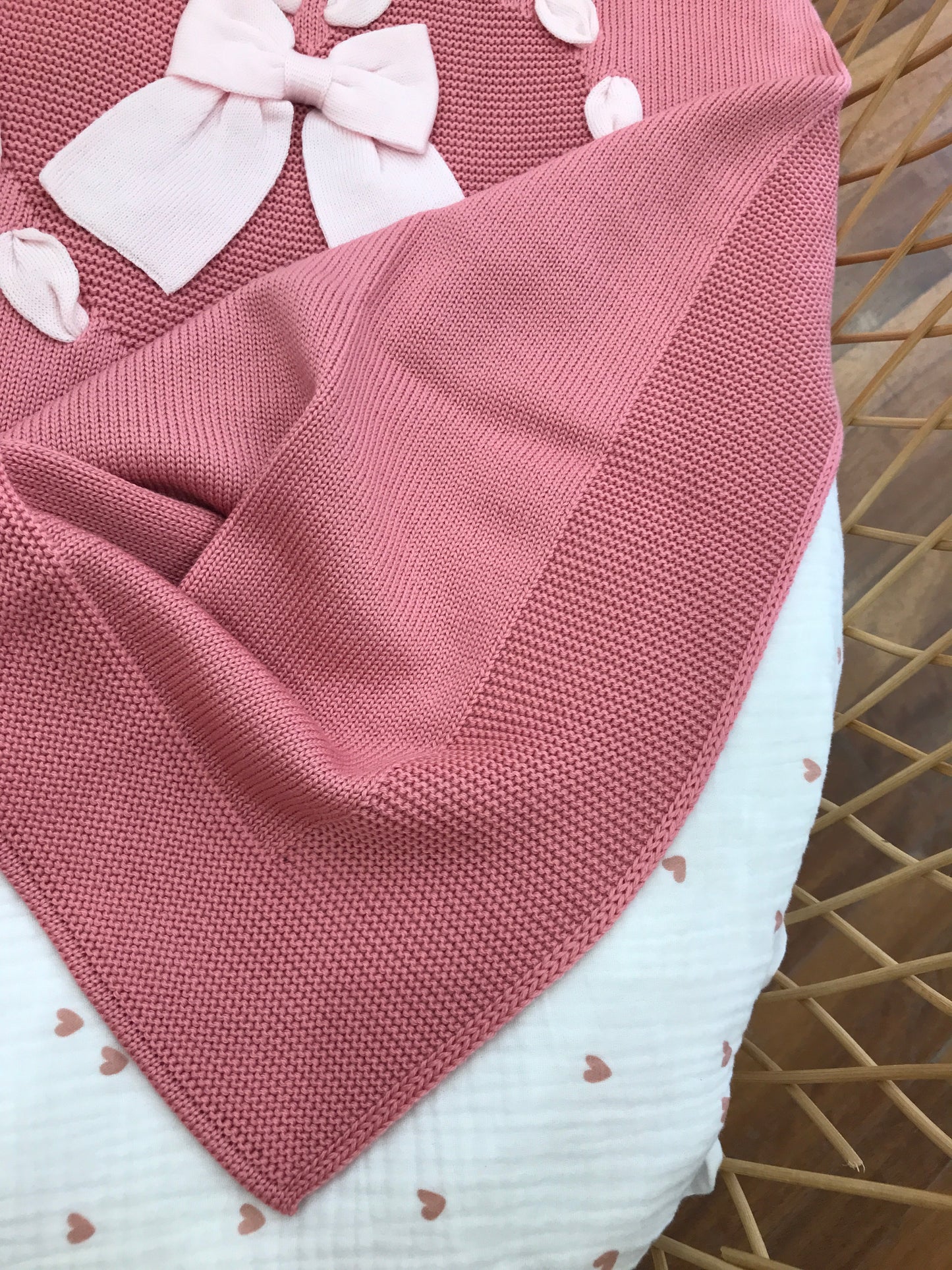 Coperta Baby Lord in lana fuxia con cuore passanastro rosa