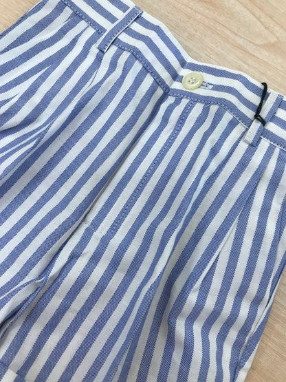 Bermuda Duepunti in cotone bianco e celeste a righe con tasche sul davanti ed elastico sul retro