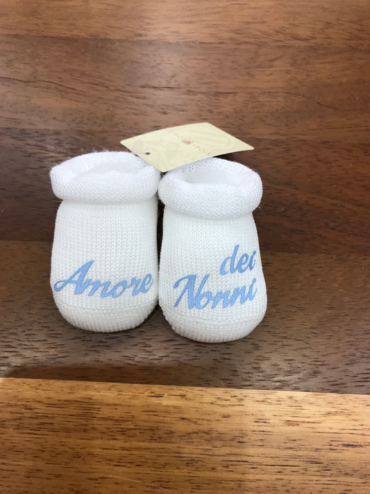 Babbucce Story Loris filo bianche con scritta "Amore dei Nonni"