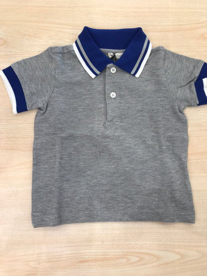 Polo Jo Milano in cotone mezza manica grigia con rifiniture bluette e bianche